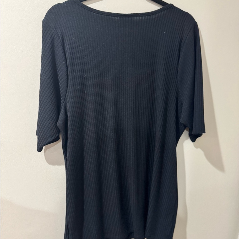 Torrid Black Ribbed Button Top - image 2